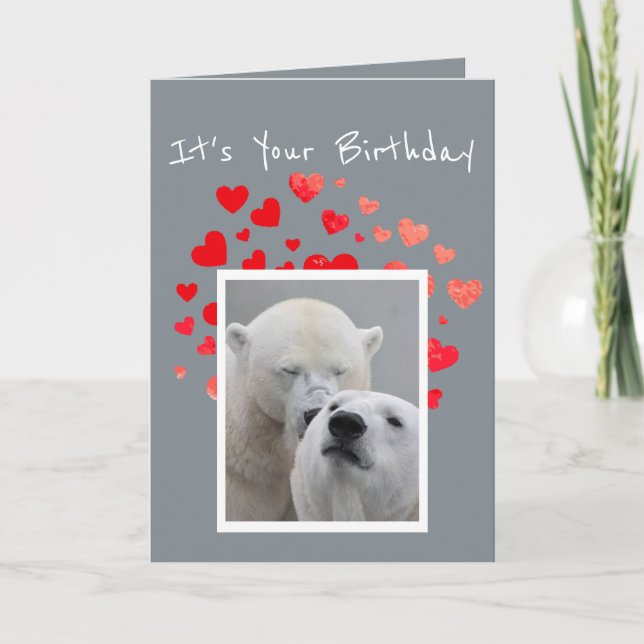 Carte Ours blancs Flirty d'anniversaire caressant (Devant)
