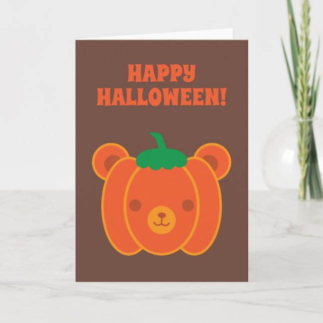Carte Ours Citrouille de Kawaii Halloween (Devant)