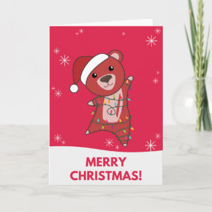 Carte Ours colorés Joyeux Noël Animaux d'hiver Ours