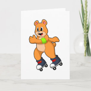 Carte Ours comme patineur avec patins en ligne