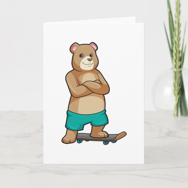 Carte Ours comme patineur avec skateboard (Devant)