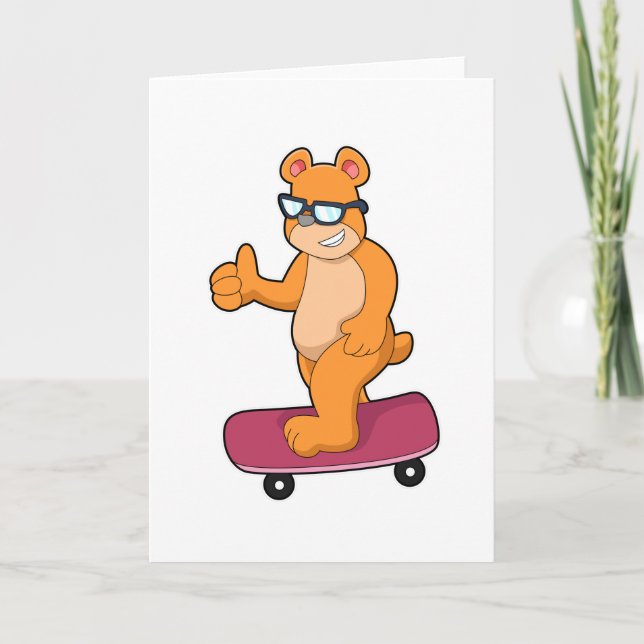 Carte Ours comme patineur avec skateboard (Devant)