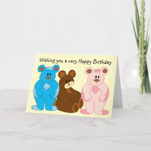 Carte Ours d'anniversaire pour enfants (Devant)
