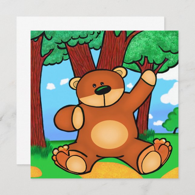 Carte Ours dans la prairie - Bear in grassland (Devant / Derrière)