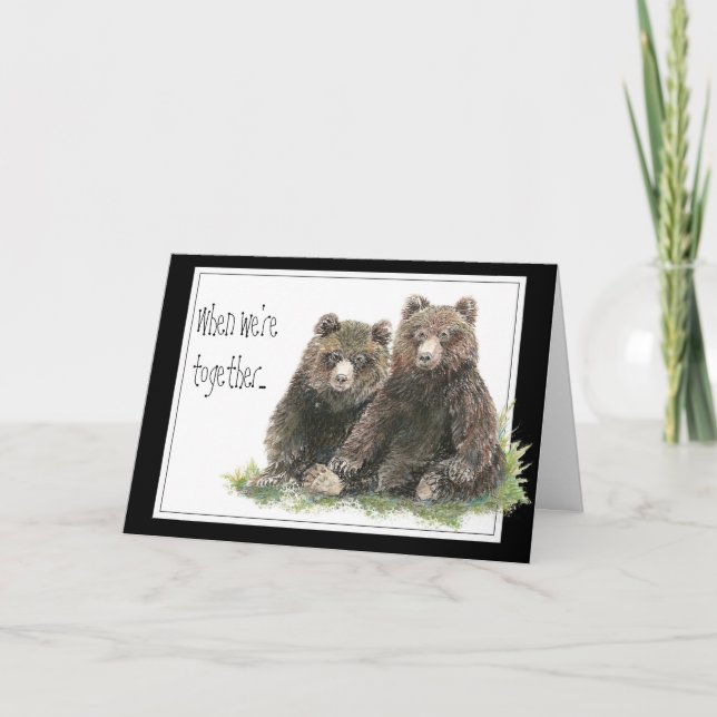 Carte Ours d'aquarelle d'anniversaire d'ami, animaux (Devant)