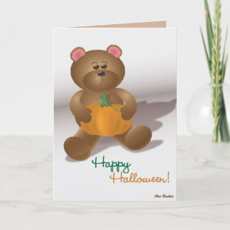 Carte Ours de nounours avec le citrouille