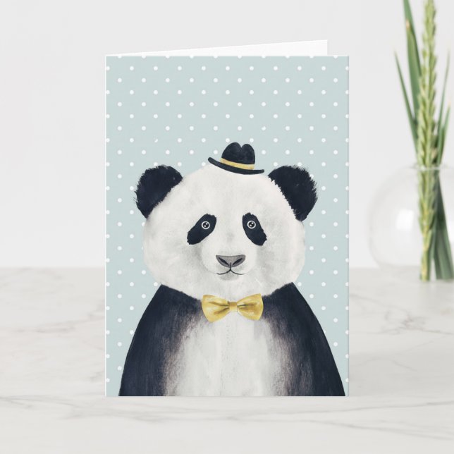 Carte Ours de panda aquarelle (Devant)