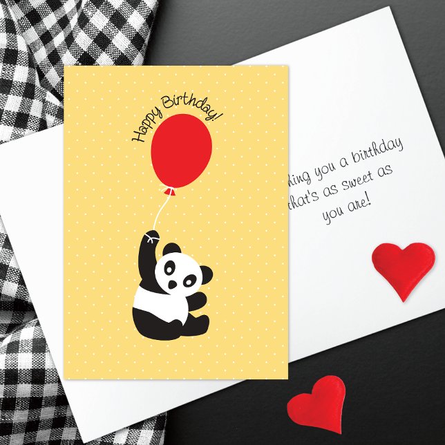 Carte Ours de panda avec ballon rouge Anniversaire (Créateur téléchargé)