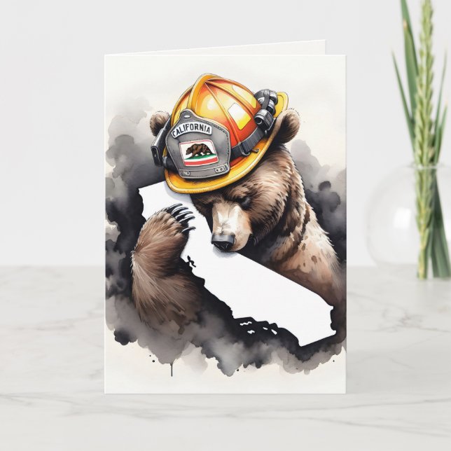 Carte Ours de pompier californien pour Merci (Devant)
