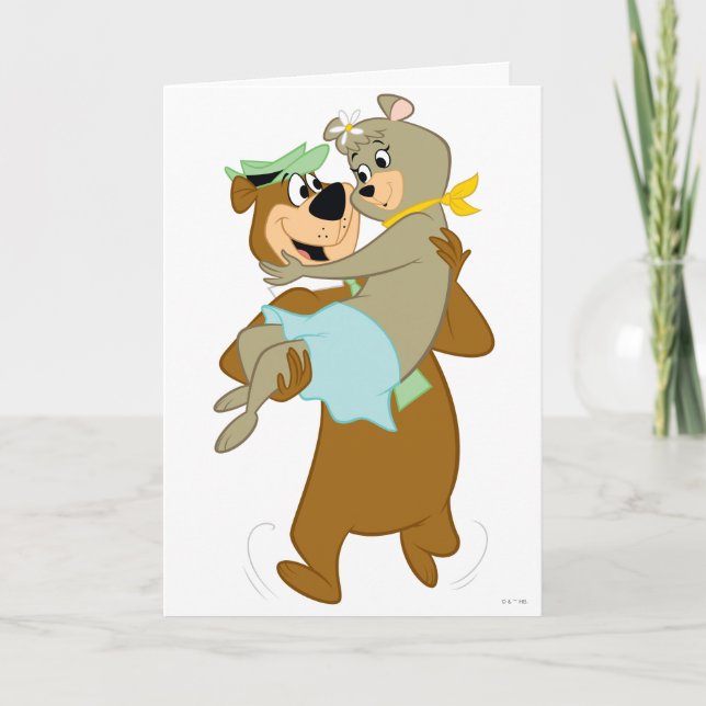 Carte Ours de Yogi portant un ours de Cindy (Devant)