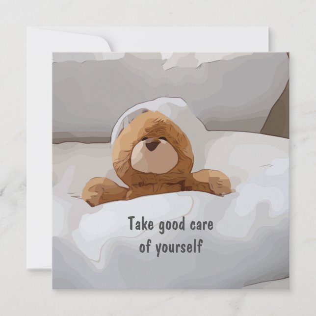 Carte Ours en peluche au lit s'occupe de votre salutatio (Devant)