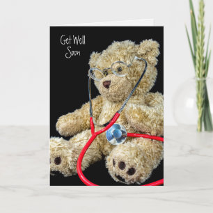 Carte ours en peluche avec stéthoscope médical