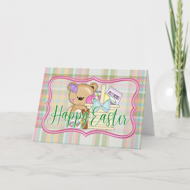Carte Ours en peluche Joyeuses Pâques (Devant)