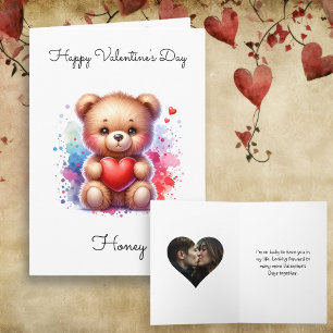 Carte Ours en peluche & Photo personnalisée de la Saint-