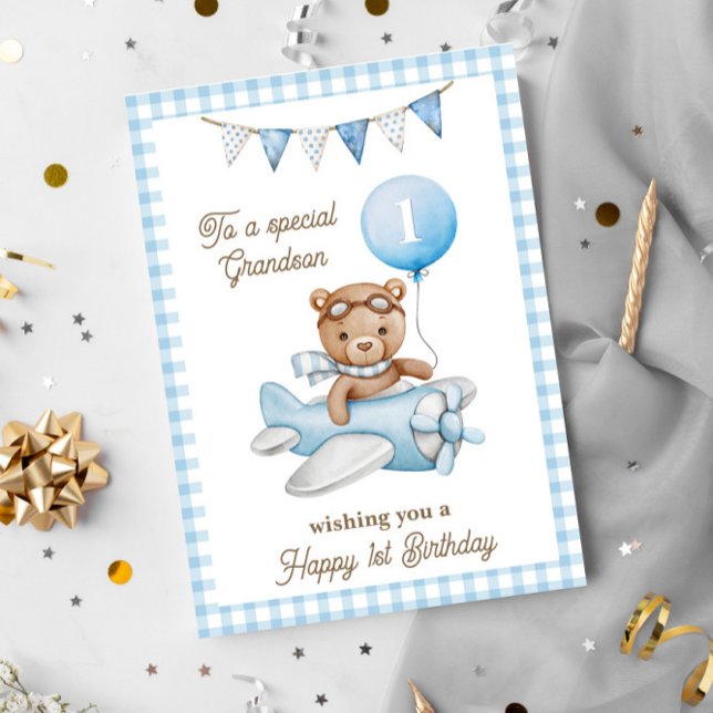 Carte Ours en peluche pour le premier anniversaire de mo (Créateur téléchargé)
