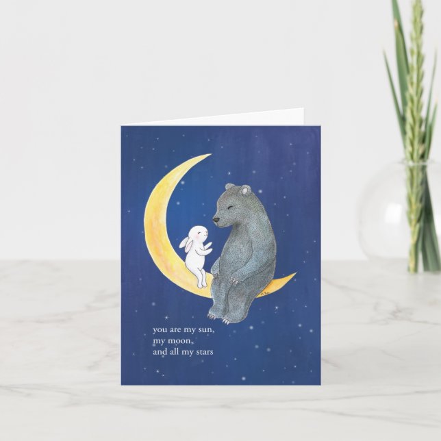 Carte Ours et lapin Couple Love Anniversaire Saint Valen (Devant)