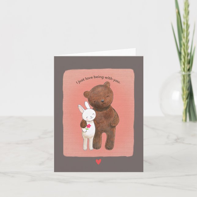Carte Ours et lapin Couple mignon Portrait de couple ado (Devant)
