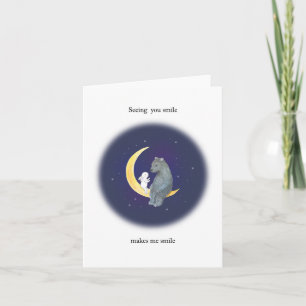 Carte Ours et lapin sur la lune Anniversaire Saint-Valen