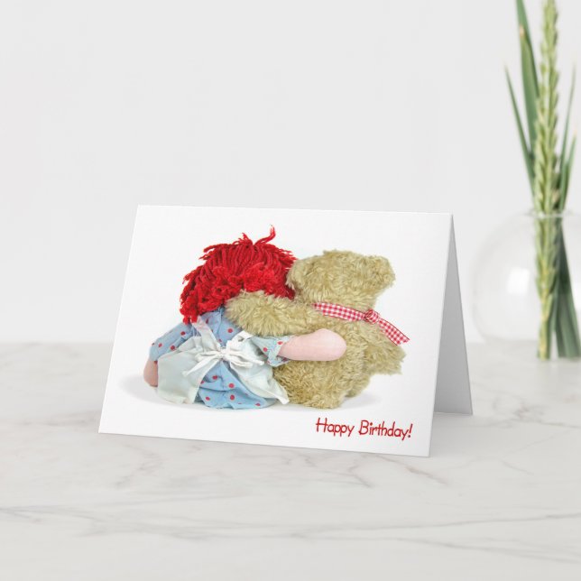 Carte Ours et poupée d'anniversaire (Devant)