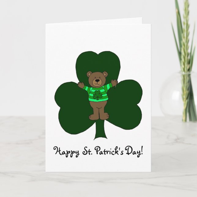 Carte Ours et shamrock sur le blanc (Devant)
