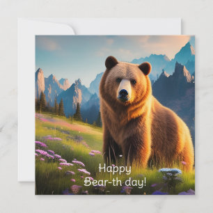 Carte Ours grizzli à la montagne Anniversaire