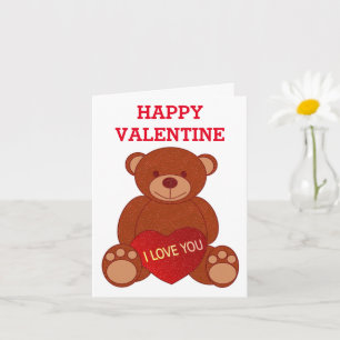 Carte Ours mignon avec cœur Je t'aime Saint-Valentin