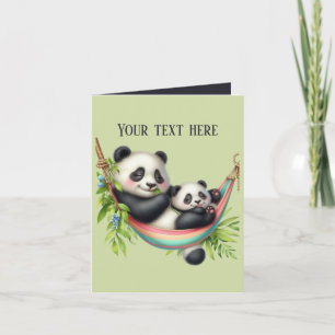 Carte ours mignonne maman et bébé panda