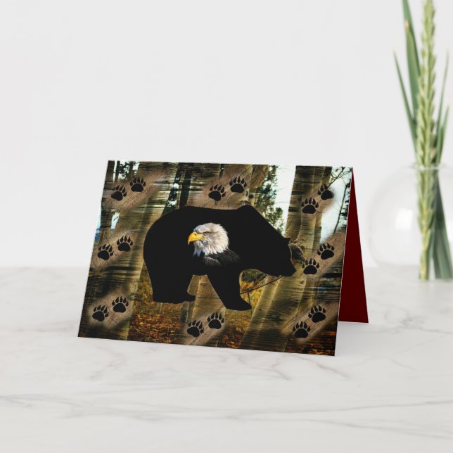 Carte Ours Noir Ourson Ourson Ourson Ours Empreintes de  (Devant)