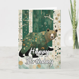 Carte Ours personnalisé Art Nouveau pour anniversaire 