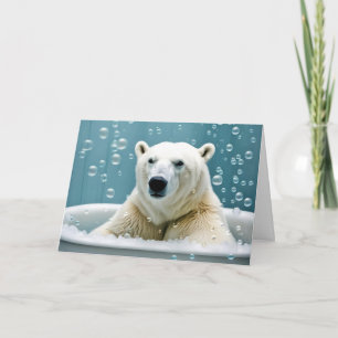 Carte Ours Polaire Anniversaire Dans Bain À Bulle