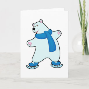 Carte Ours polaire au patinage sur glace avec Ecarf