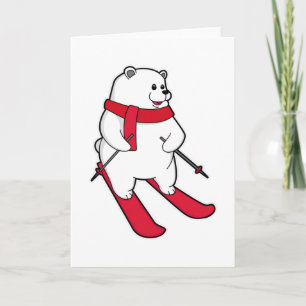 Carte Ours polaire comme skieur avec ski