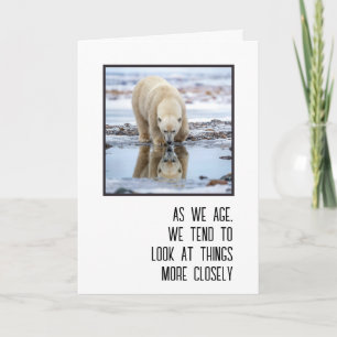 Carte Ours polaire d'anniversaire regardant son reflet