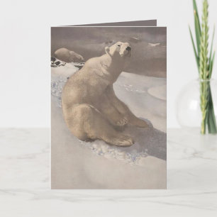 Carte Ours polaire dans la neige illustration gris brun 