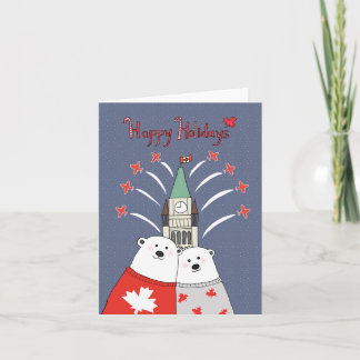 Carte Ours polaire d'art populaire canadien Noël canadie