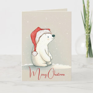 Carte Ours Polaire De Noël Dans Les Snowflakes