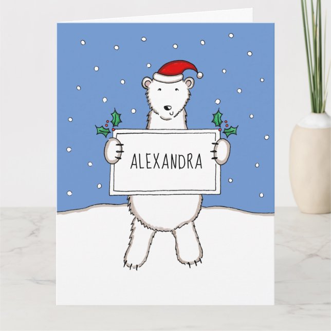 Carte Ours polaire de Noël personnalisé (Devant)