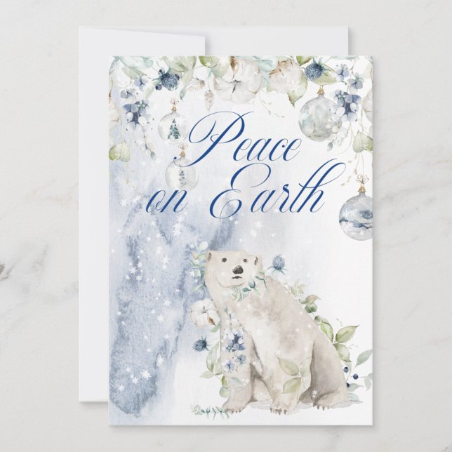 Carte Ours polaire de Noël Vert neige (Devant)