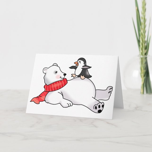 Carte Ours polaire et pingouin (Devant)