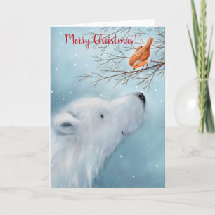 Carte Ours polaire et Robin, Joyeux Noël