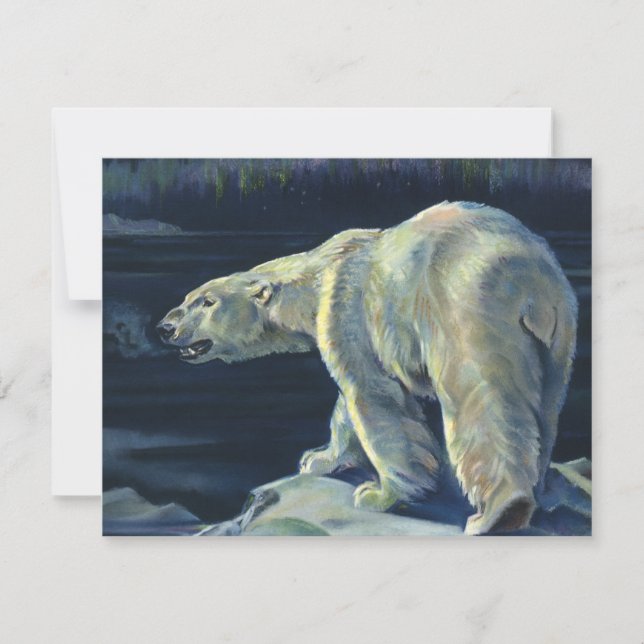 Carte Ours polaire vintage, animaux marins de l'Arctique (Devant)