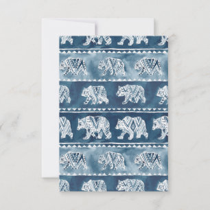 Carte OURS SPIRIT Marine Boho Tribal Motif Note