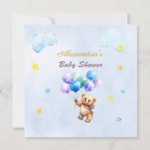 Carte Ourson en nom personnalisé avec ballons flottants 