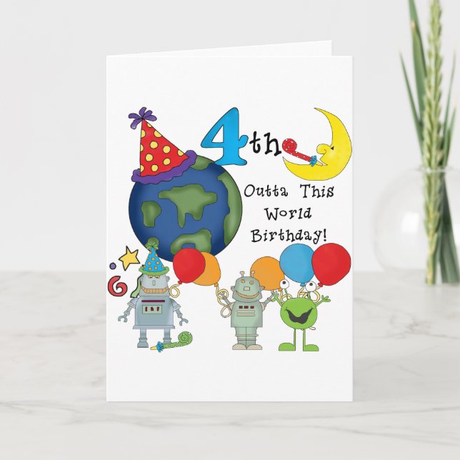 Carte Outta This World 4th Birthday Tshirts et cadeaux (Devant)
