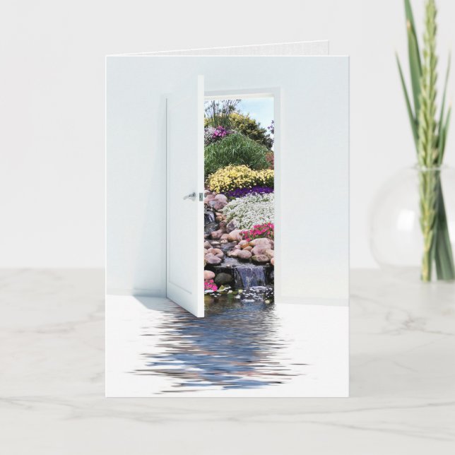 Carte ouverture porte et jardin anniversaire (Devant)