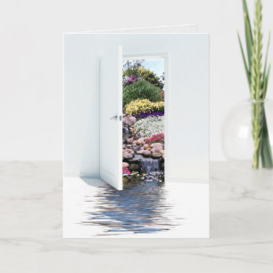 Carte ouverture porte et jardin anniversaire