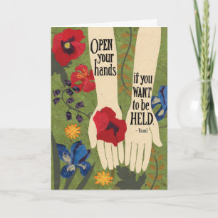 Carte Ouvrir les mains dans le jardin (Rumi) Encourageme