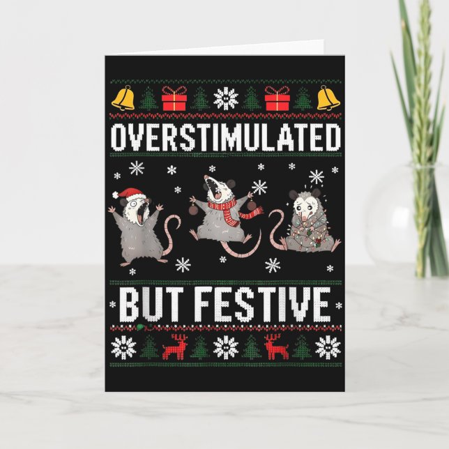 Carte Overstimulated But Festive Ossum Ugly Sweater Chri (Devant)