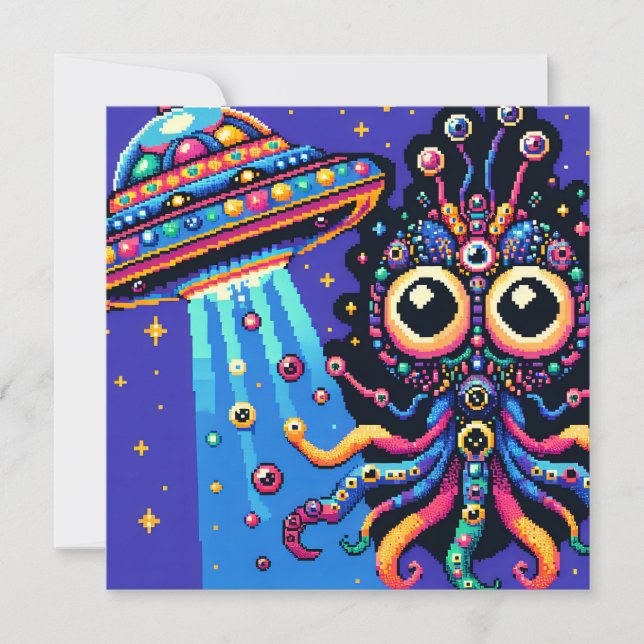 Carte OVNI et Pixel Art Alien (Devant)