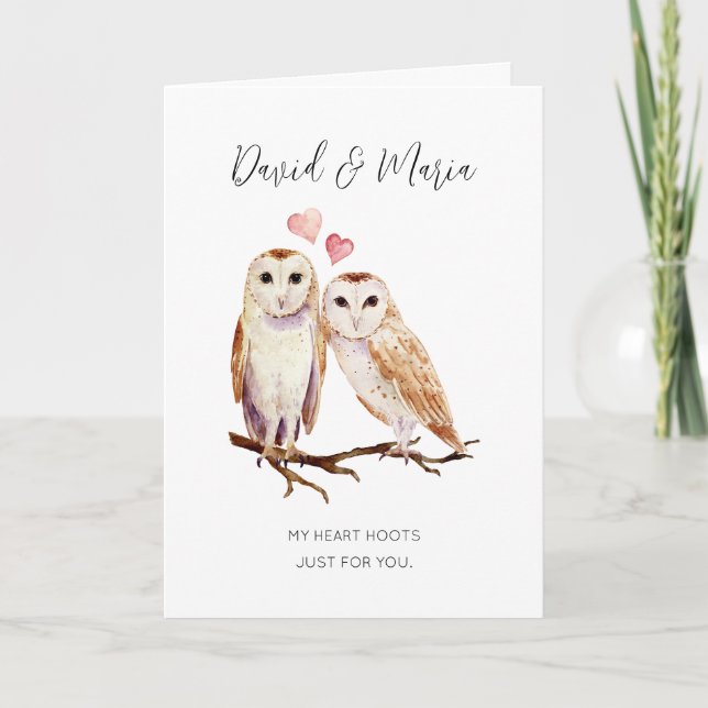 Carte Owl Couple My Heart Hoots Anniversary (Devant)